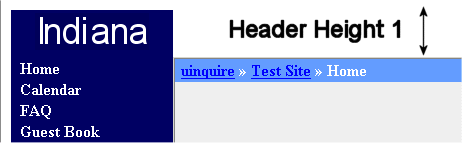 Header Height- 1 pixel